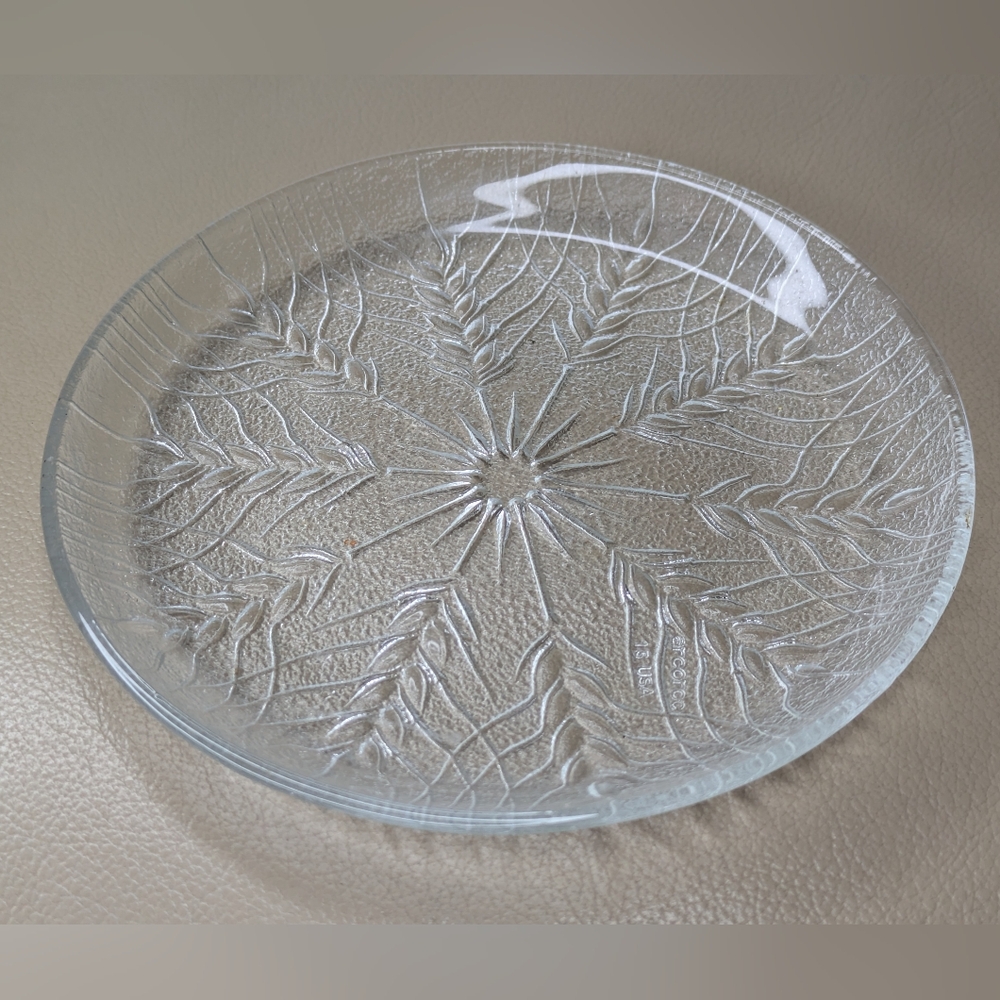 Vintage Arcoroc Country Wheat Small Crystal Dish Round Plate